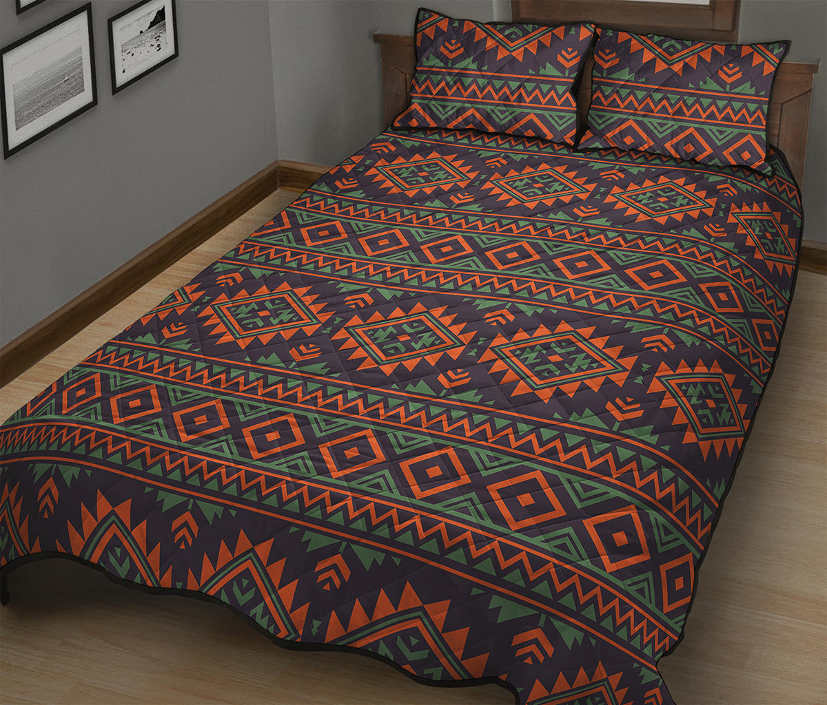 Retro Tribal Navajo Pattern Print Quilt Bed Set