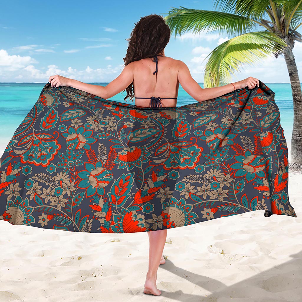 Retro Vintage Bohemian Floral Print Beach Sarong Wrap