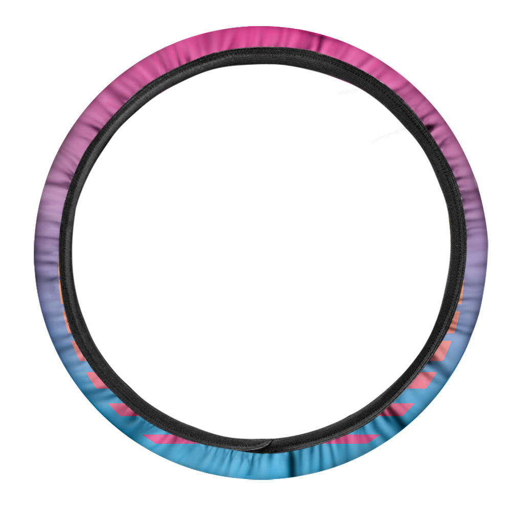 Retrowave Sunset Palm Tree Print Car Steering Wheel Cover