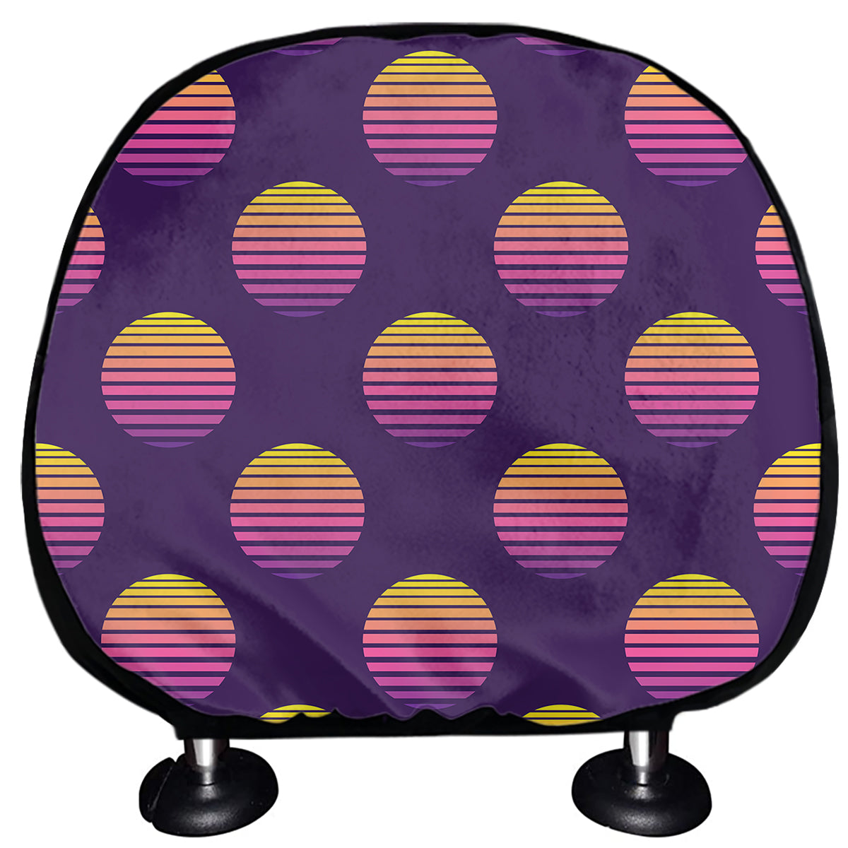 Retrowave Sunset Pattern Print Car Headrest Covers