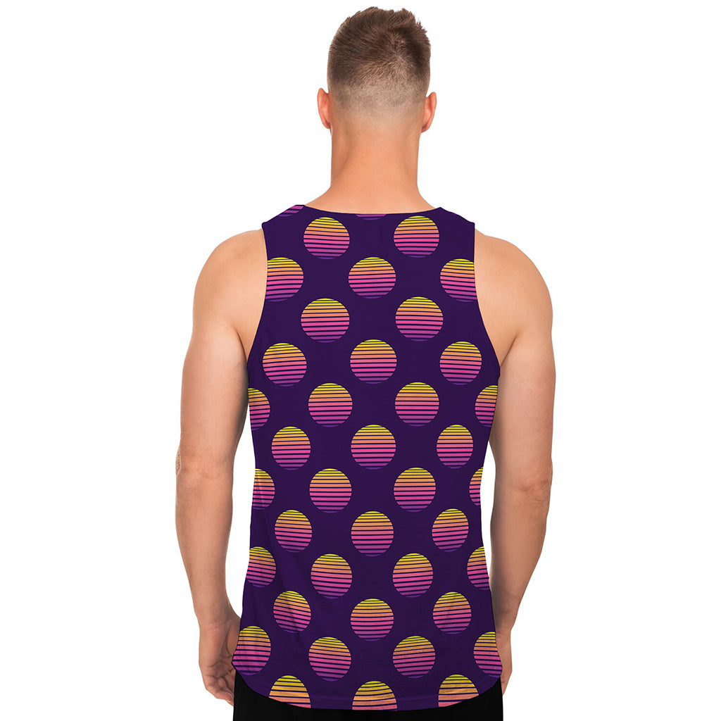 Retrowave Sunset Pattern Print Men's Tank Top