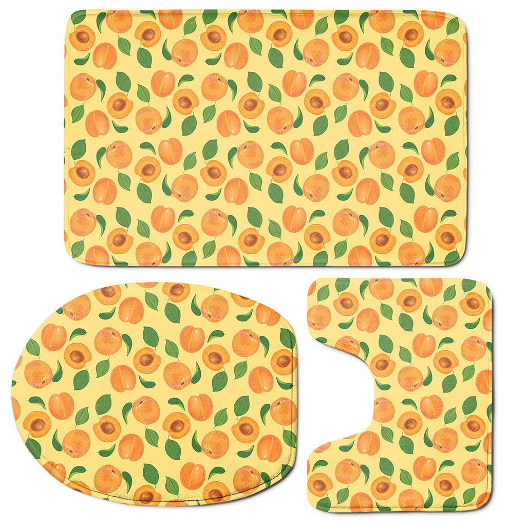 Ripe Apricot Fruit Pattern Print 3 Piece Bath Mat Set
