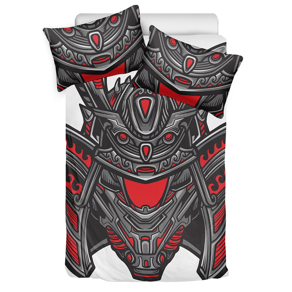 Robot Samurai Mask Print Duvet Cover Bedding Set