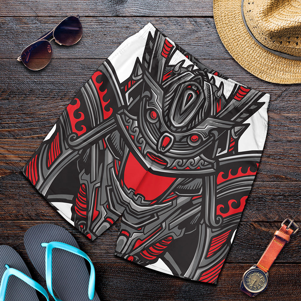 Robot Samurai Mask Print Men's Shorts