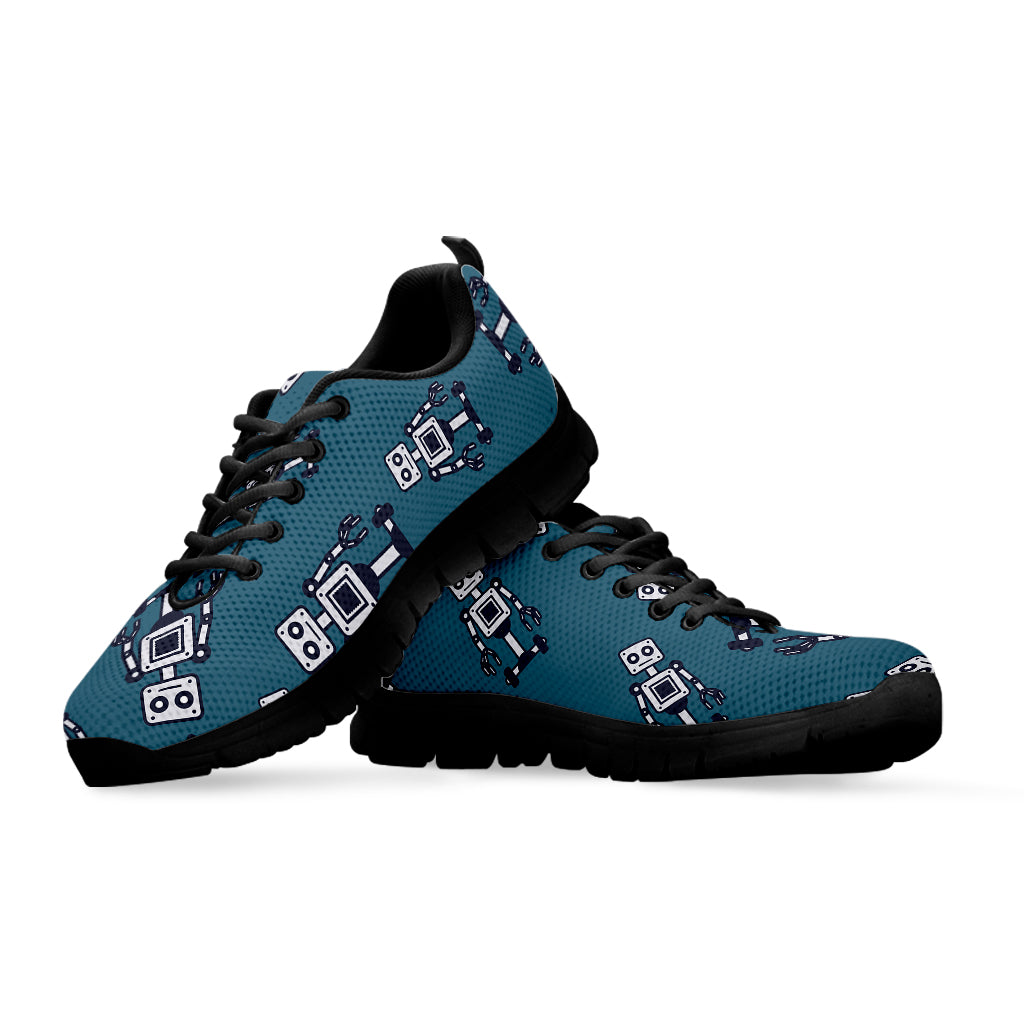 Robot Servant Pattern Print Black Sneakers