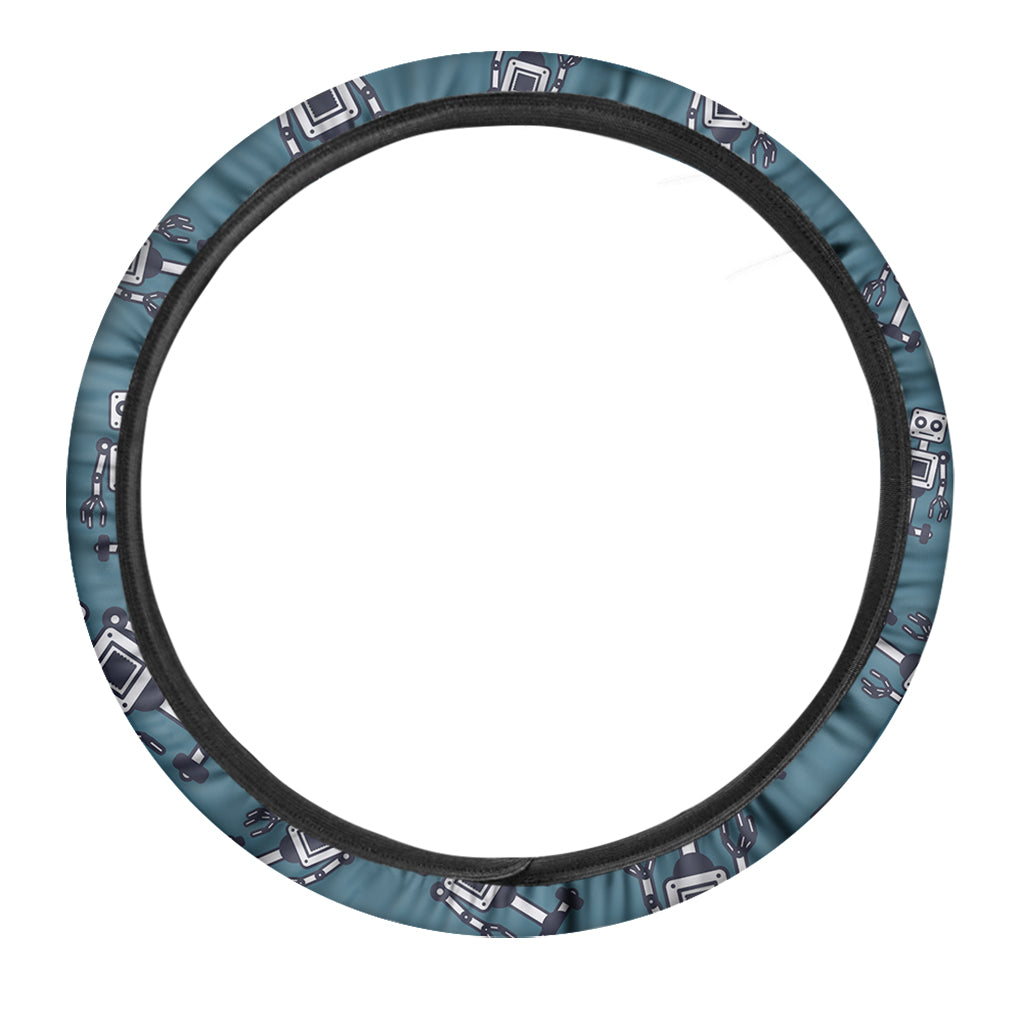 Robot Servant Pattern Print Car Steering Wheel Cover