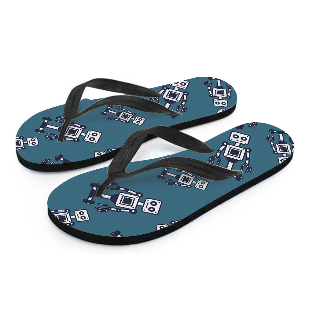 Robot Servant Pattern Print Flip Flops