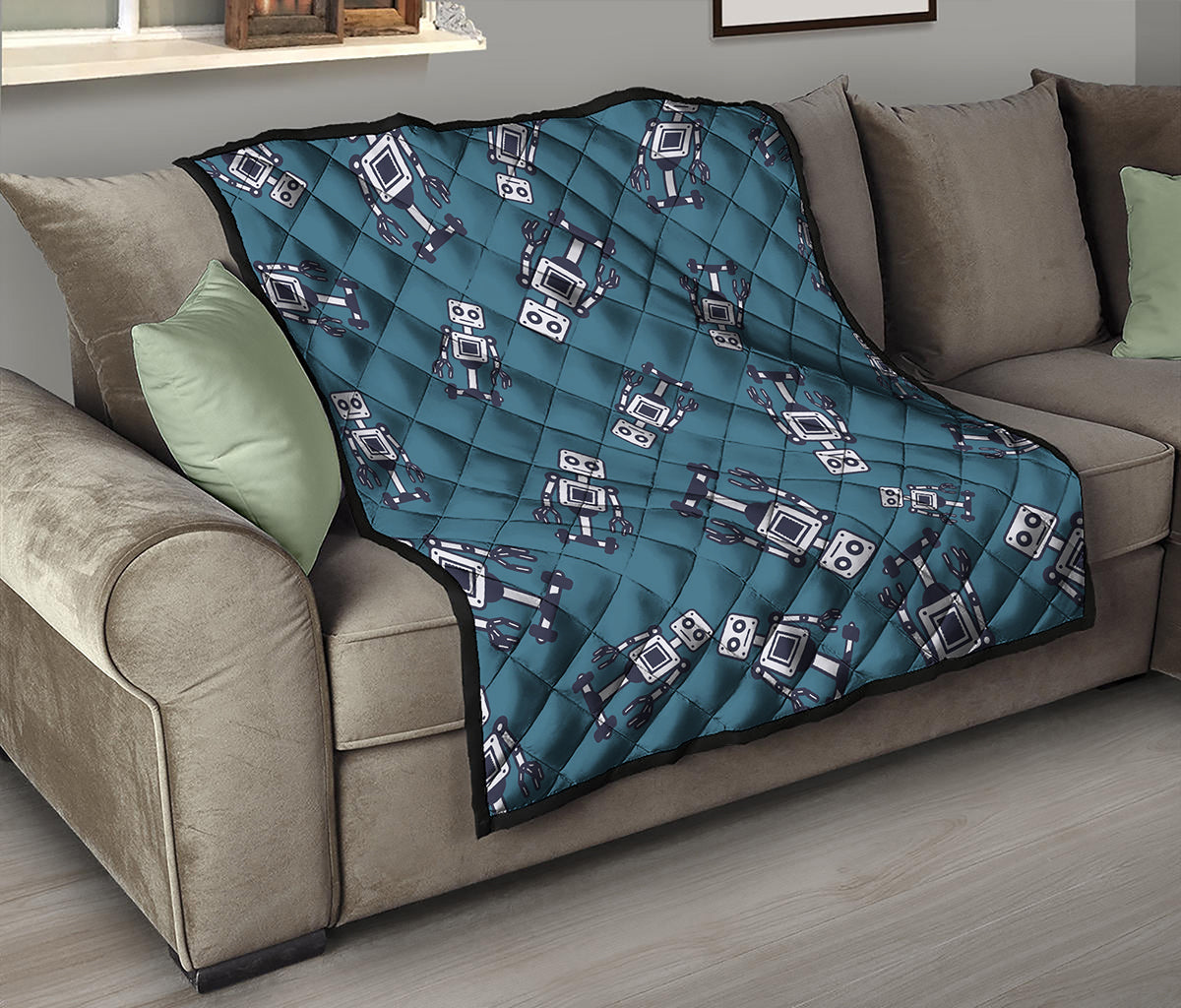 Robot Servant Pattern Print Quilt