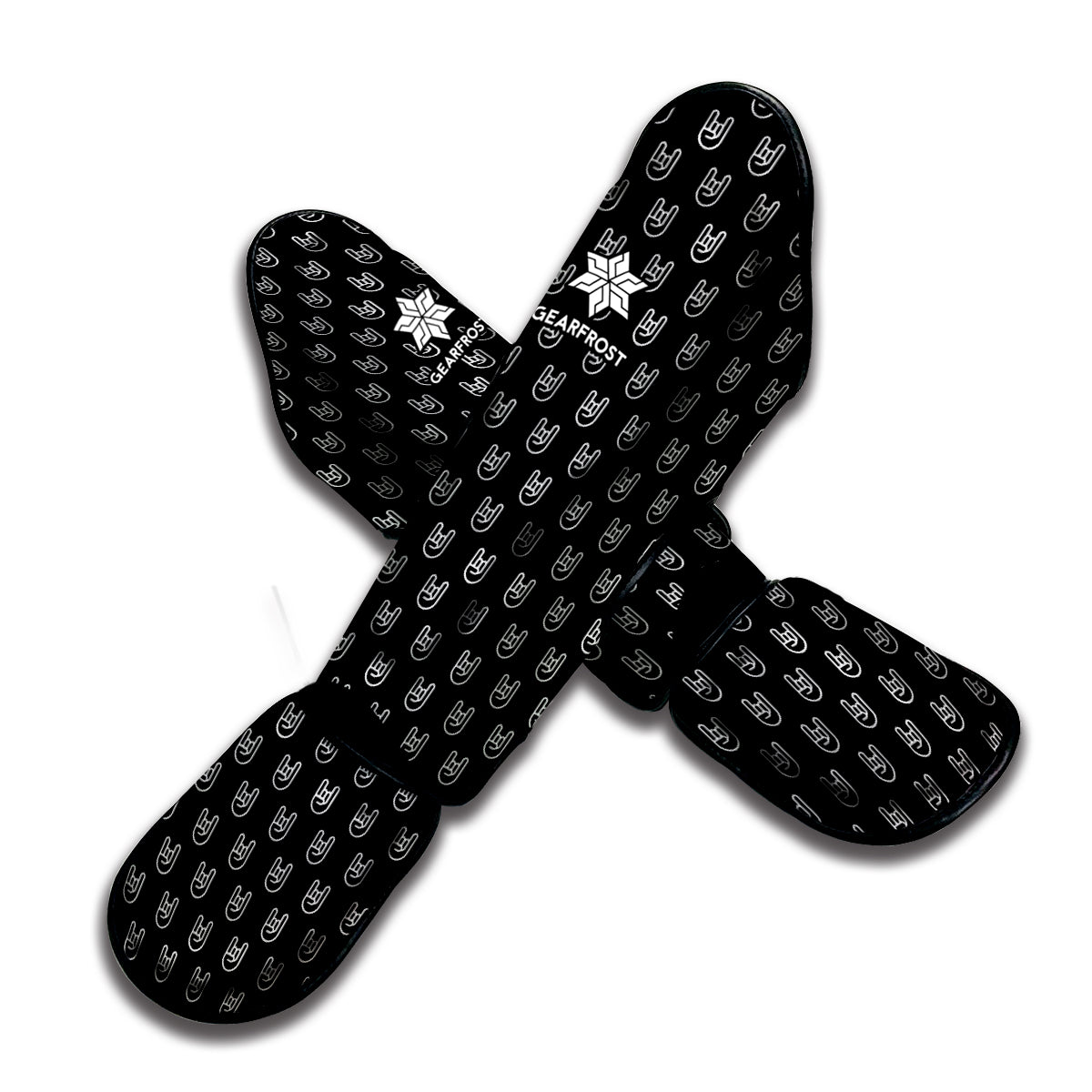 Rock And Roll Hand Symbol Pattern Print Muay Thai Shin Guard