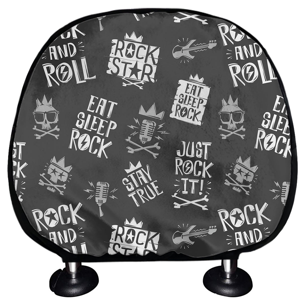 Rock And Roll Music Pattern Print Car Headrest Covers