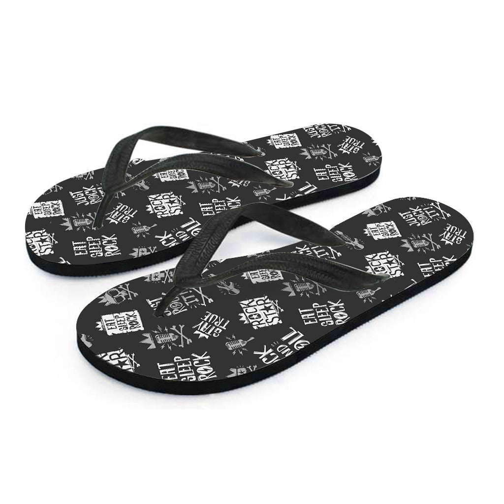 Rock And Roll Music Pattern Print Flip Flops