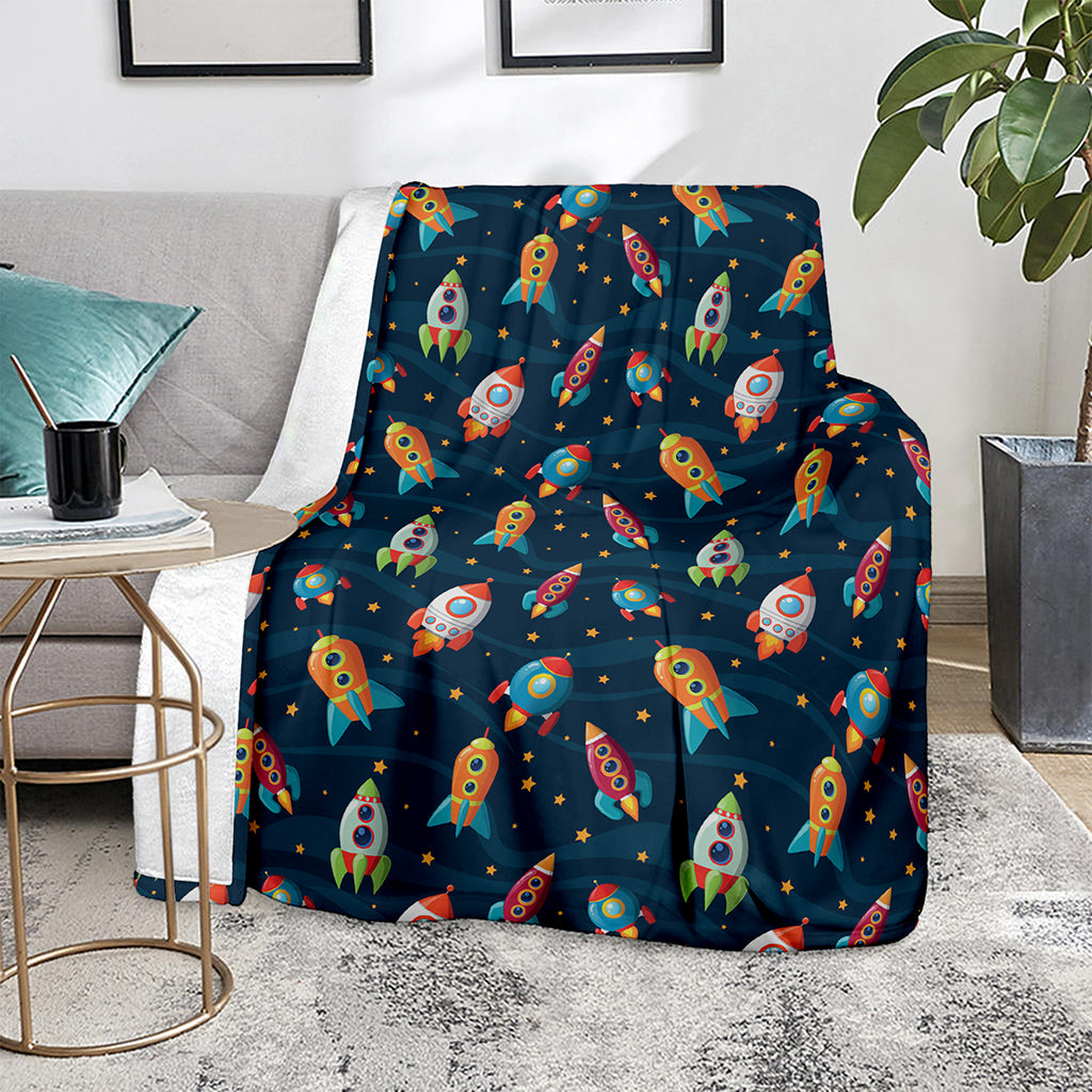 Rockets And Stars Pattern Print Blanket