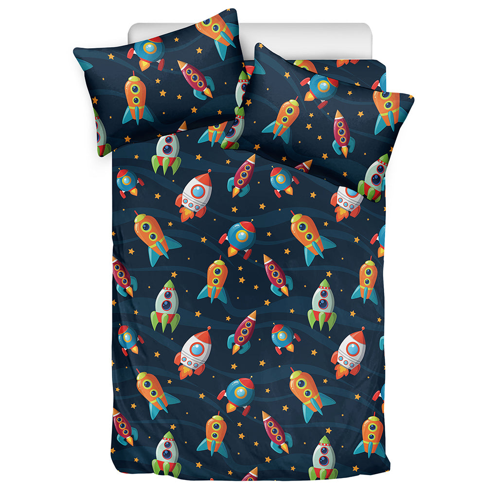 Rockets And Stars Pattern Print Duvet Cover Bedding Set