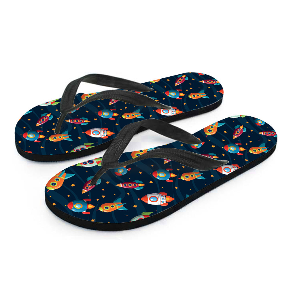 Rockets And Stars Pattern Print Flip Flops