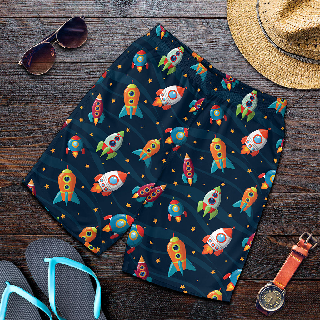 Rockets And Stars Pattern Print Men's Shorts