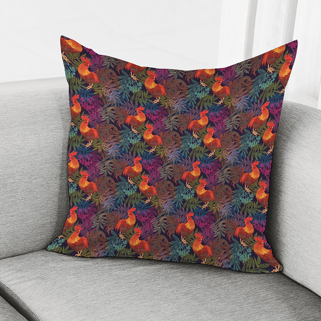Rooster And Rowan Pattern Print Pillow Cover
