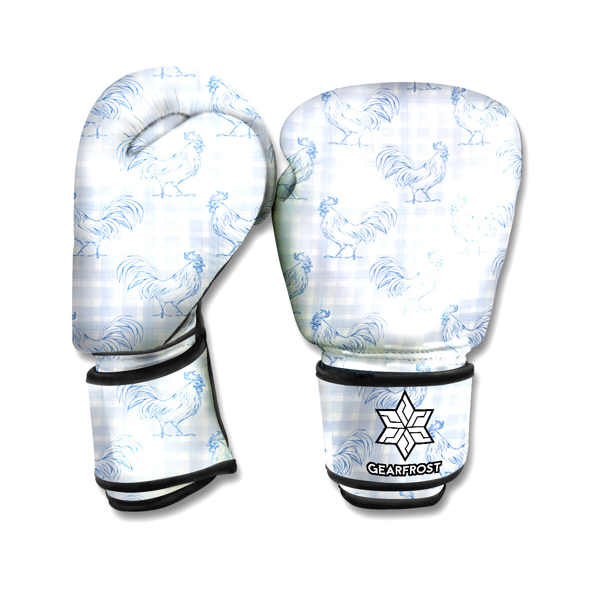 Rooster Plaid Pattern Print Boxing Gloves