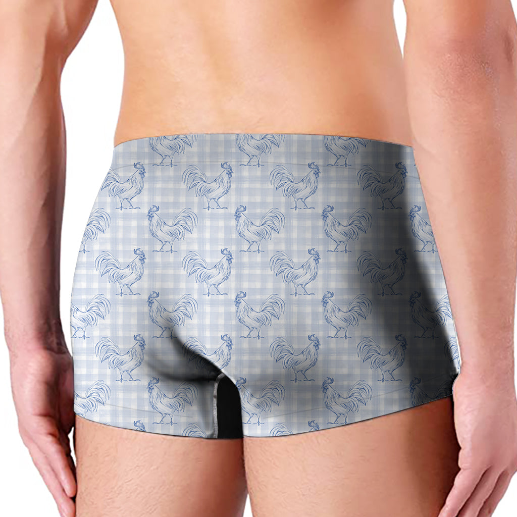 Rooster Plaid Pattern Print Men's Boxer Briefs