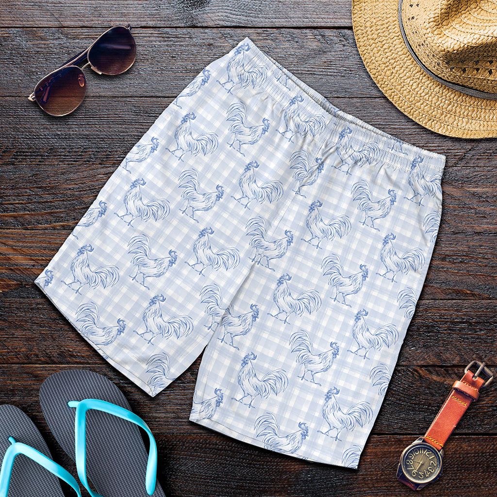 Rooster Plaid Pattern Print Men's Shorts