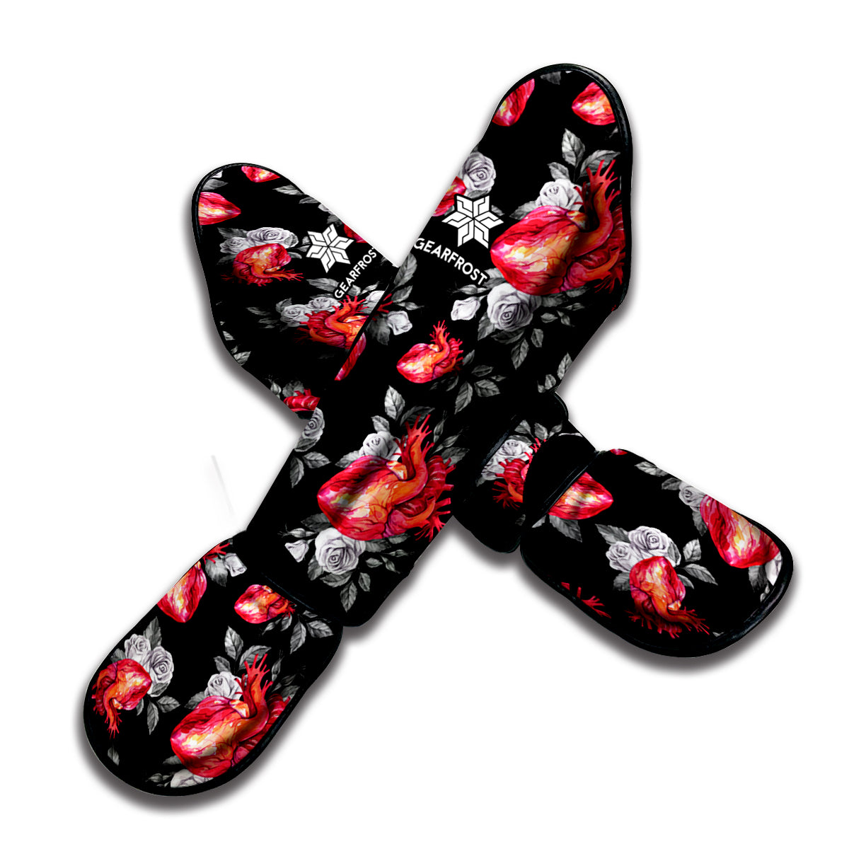 Rose And Heart Pattern Print Muay Thai Shin Guard