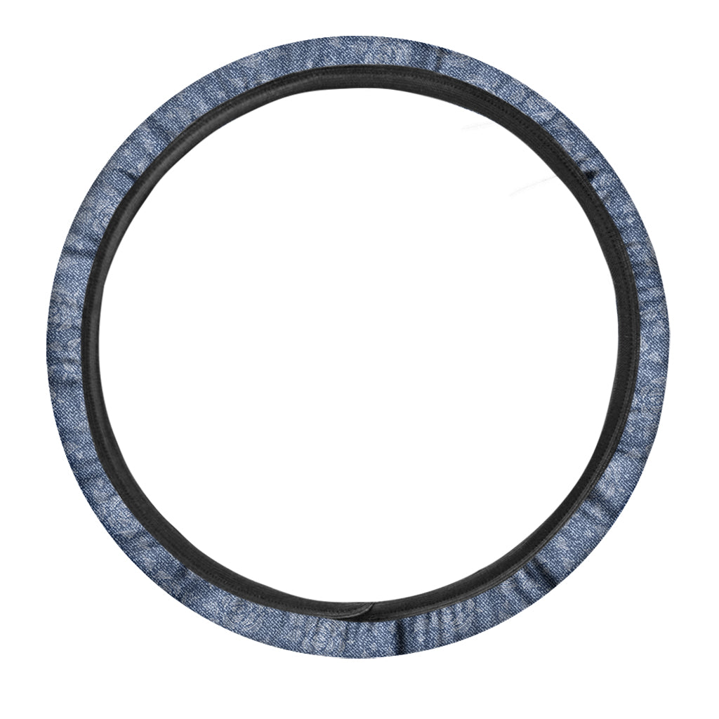 Rose Denim Jeans Pattern Print Car Steering Wheel Cover