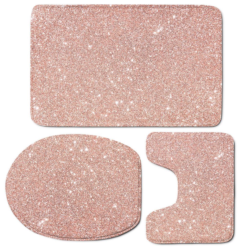 Rose Gold Glitter Artwork Print (NOT Real Glitter) 3 Piece Bath Mat Set