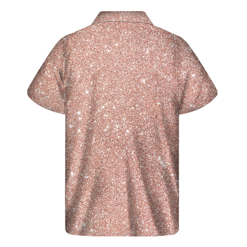 Rose Gold Glitter Texture Print Men's Short Sleeve Shirt