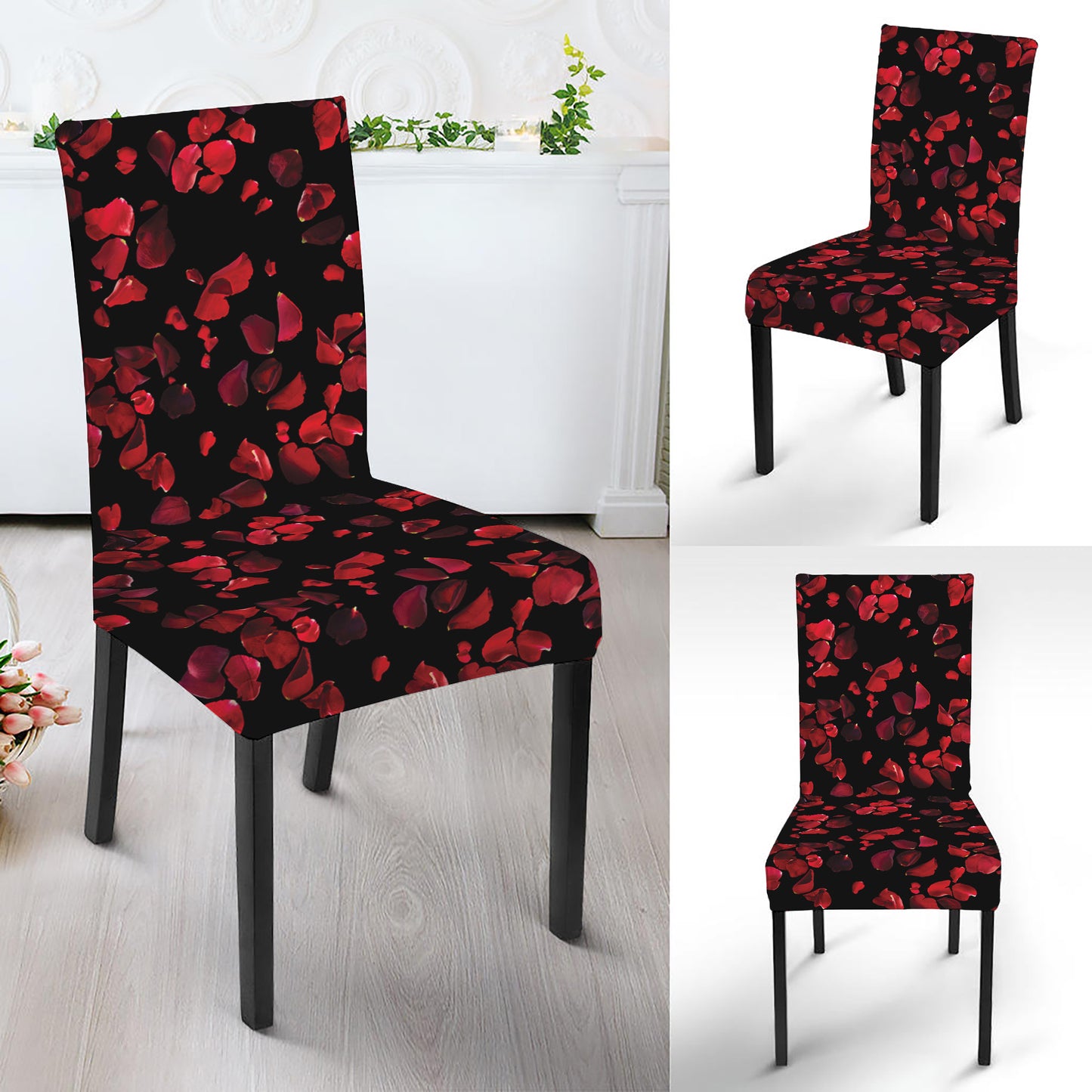 Rose Petals Pattern Print Dining Chair Slipcover