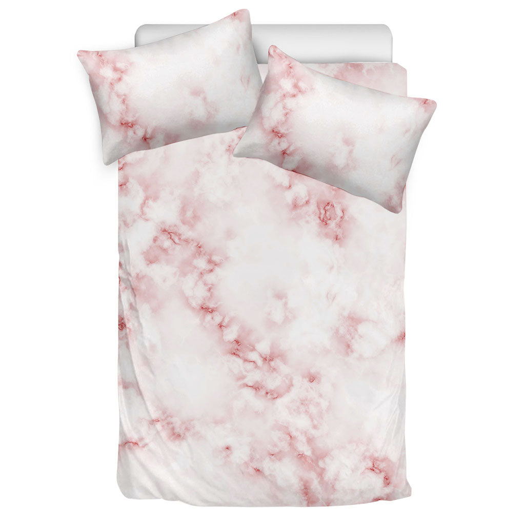 Rose Pink Marble Print Duvet Cover Bedding Set