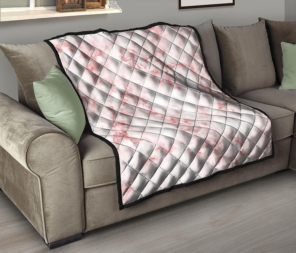 Rose Pink Marble Print Quilt