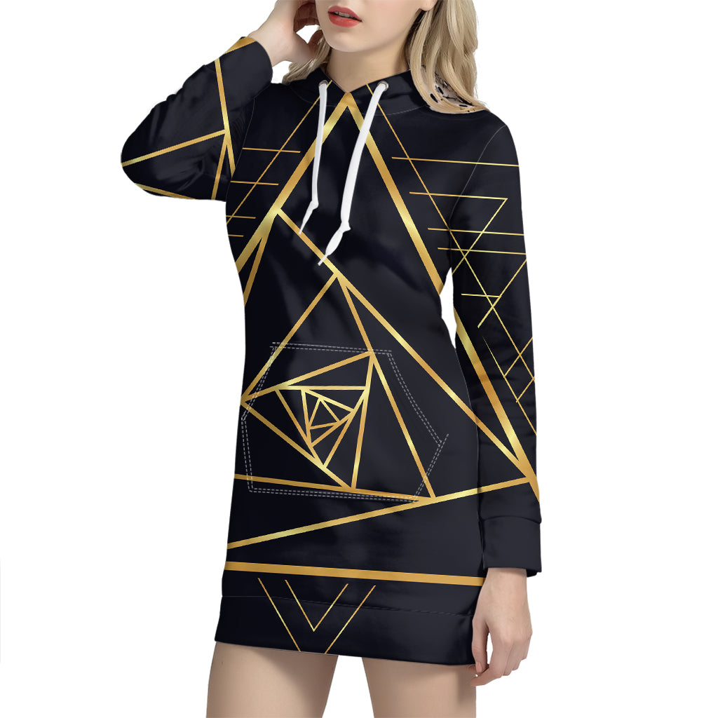 Rose Pyramid Print Pullover Hoodie Dress