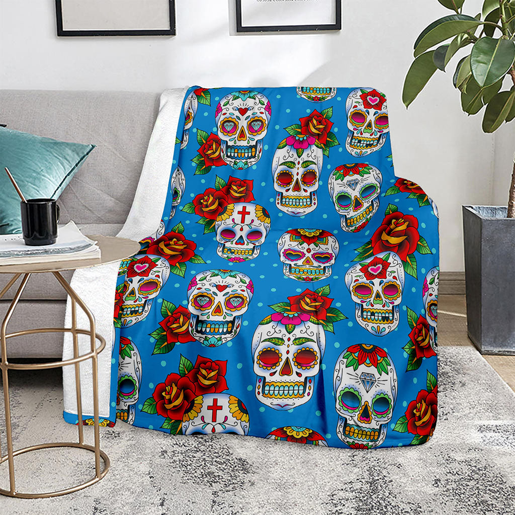 Rose Sugar Skull Pattern Print Blanket