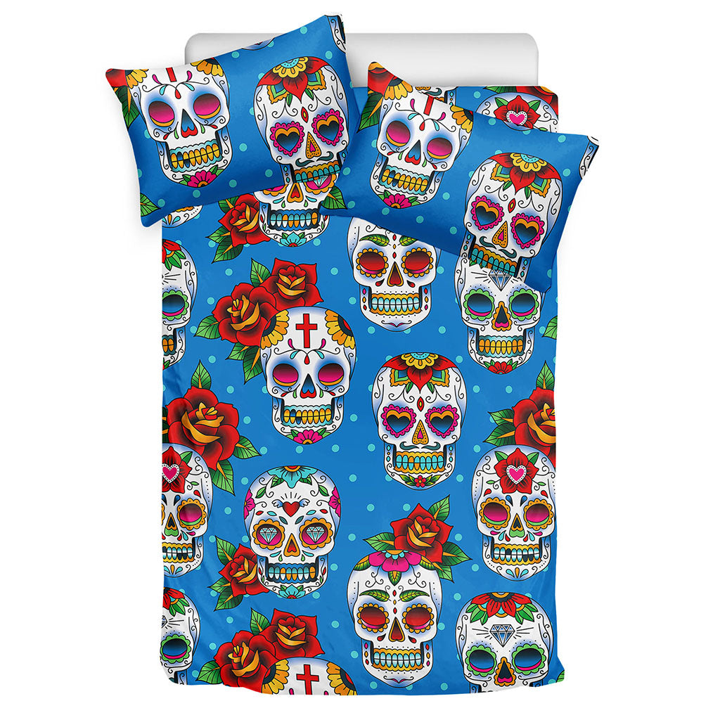 Rose Sugar Skull Pattern Print Duvet Cover Bedding Set