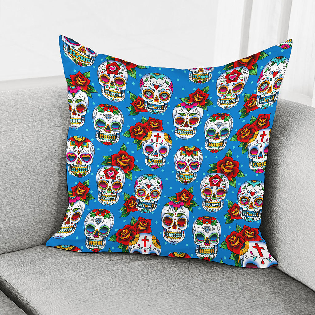 Rose Sugar Skull Pattern Print Pillow Cover