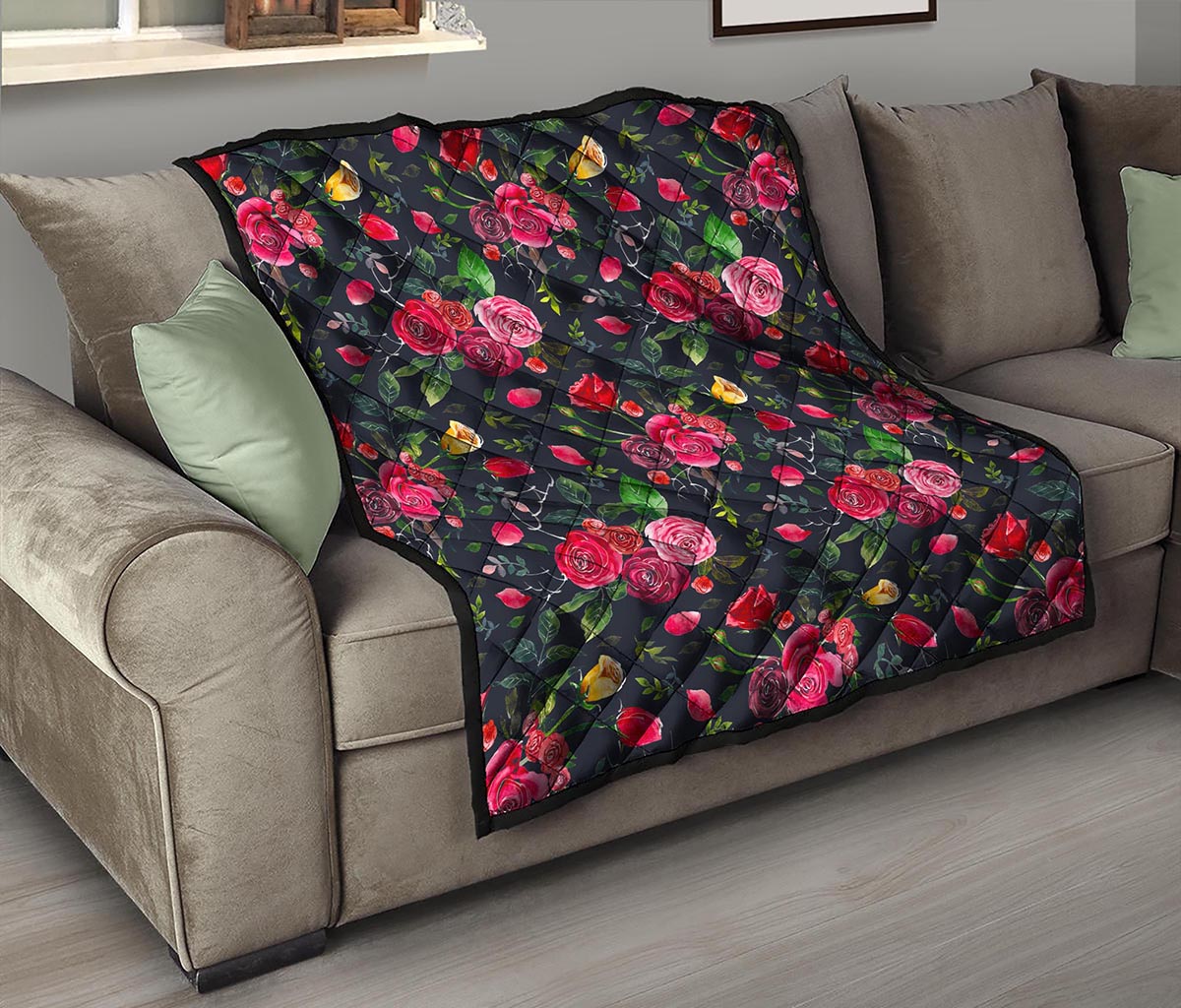 Roses Floral Flower Pattern Print Quilt