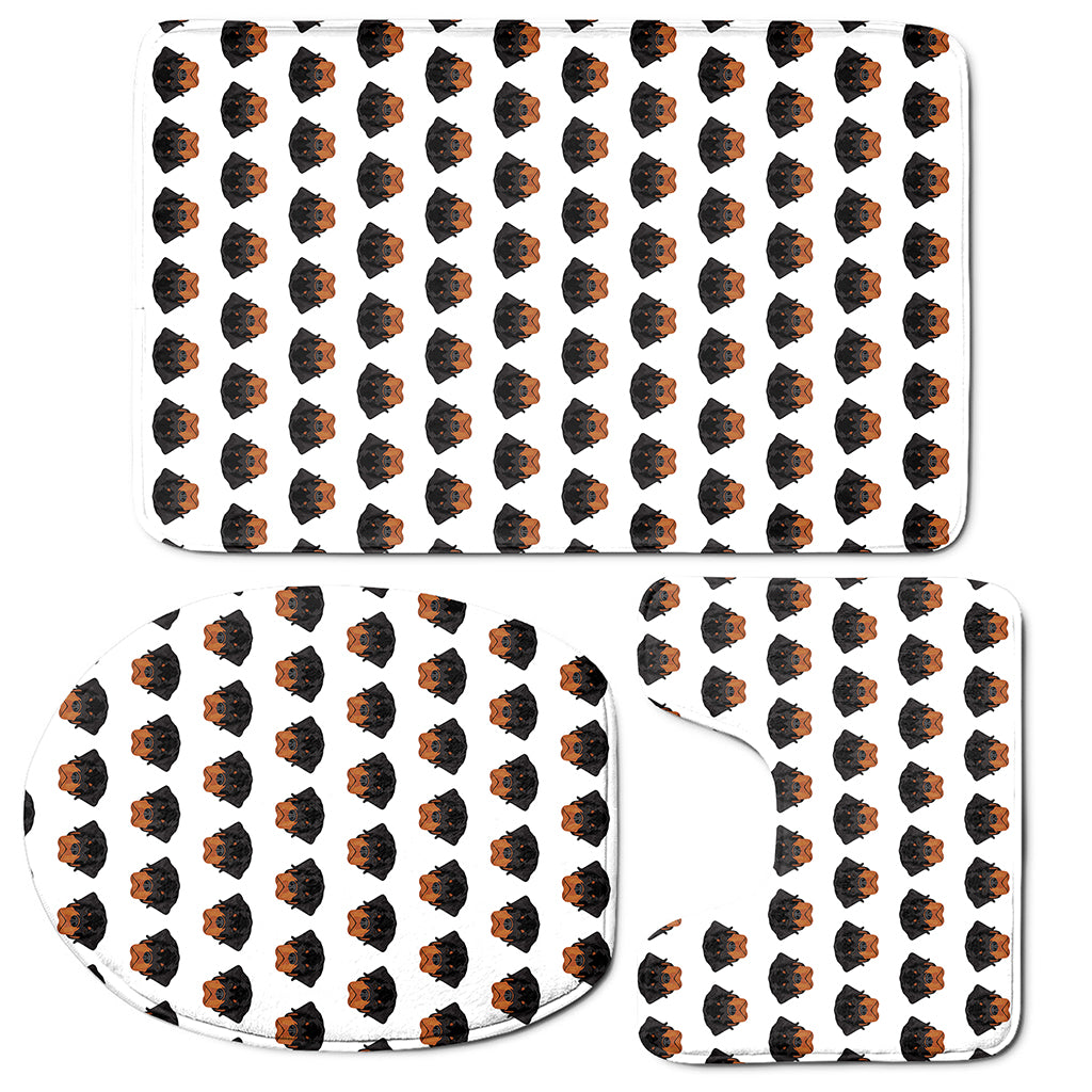 Rottweiler Face Pattern Print 3 Piece Bath Mat Set