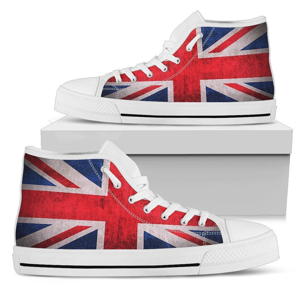 Rough Union Jack British Flag Print Women's High Top Shoes GearFrost