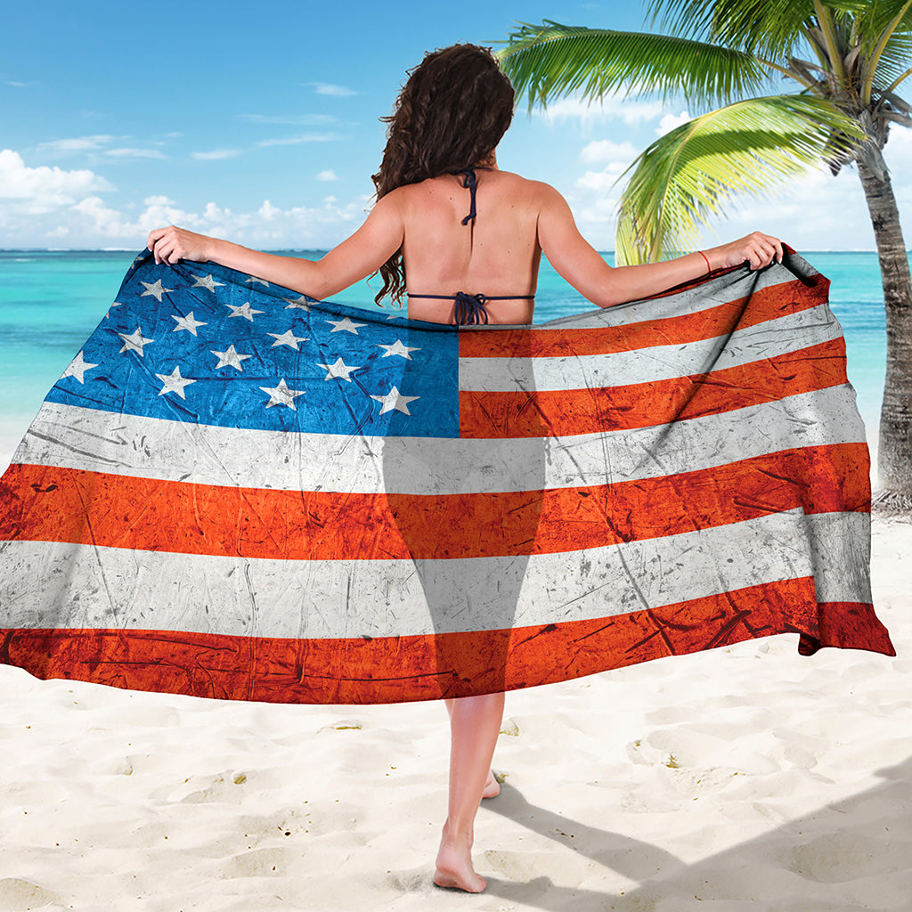Rough USA Flag Print Beach Sarong Wrap