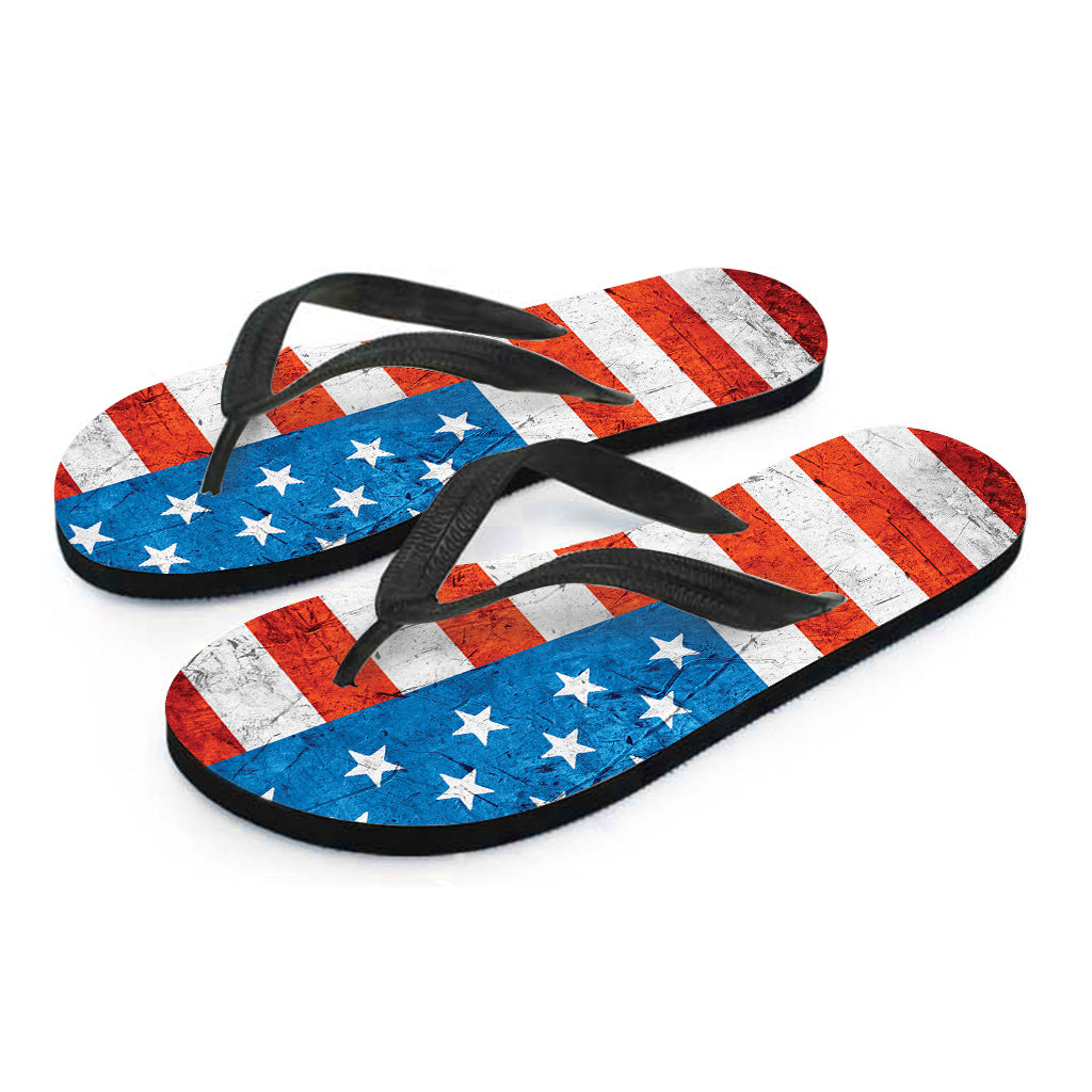 Rough USA Flag Print Flip Flops
