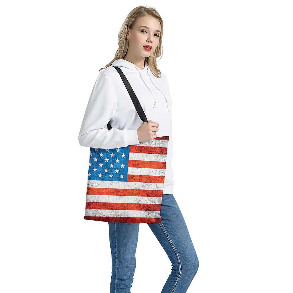 Rough USA Flag Print Tote Bag