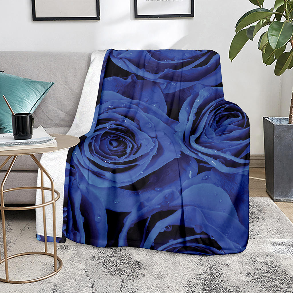 Royal Blue Rose Print Blanket