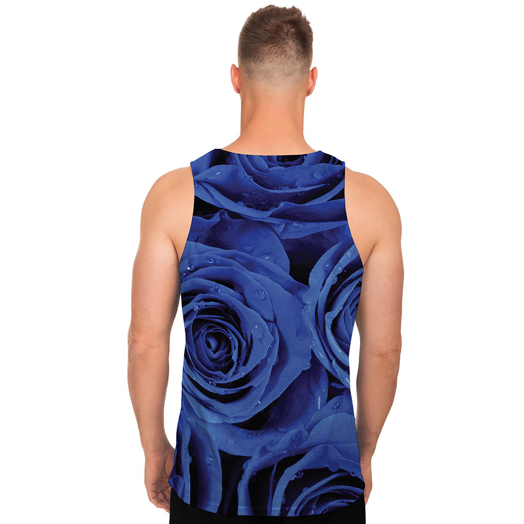 Royal Blue Rose Print Men's Tank Top