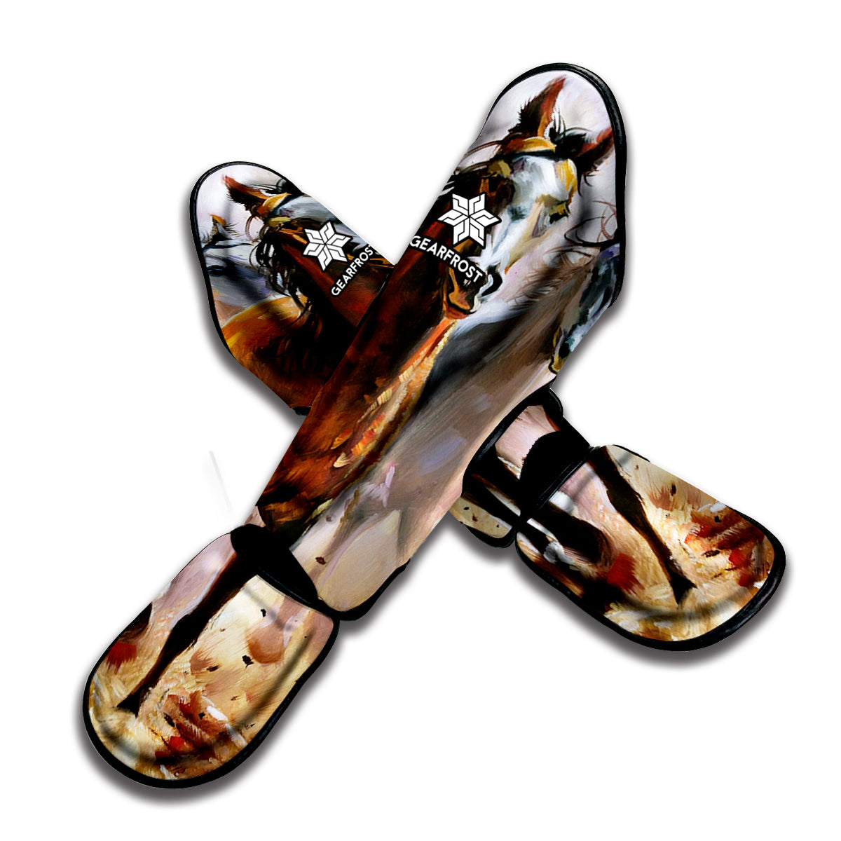 Running Horses Painting Print Muay Thai Shin Guard