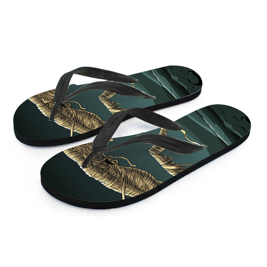 Running Mummy Print Flip Flops