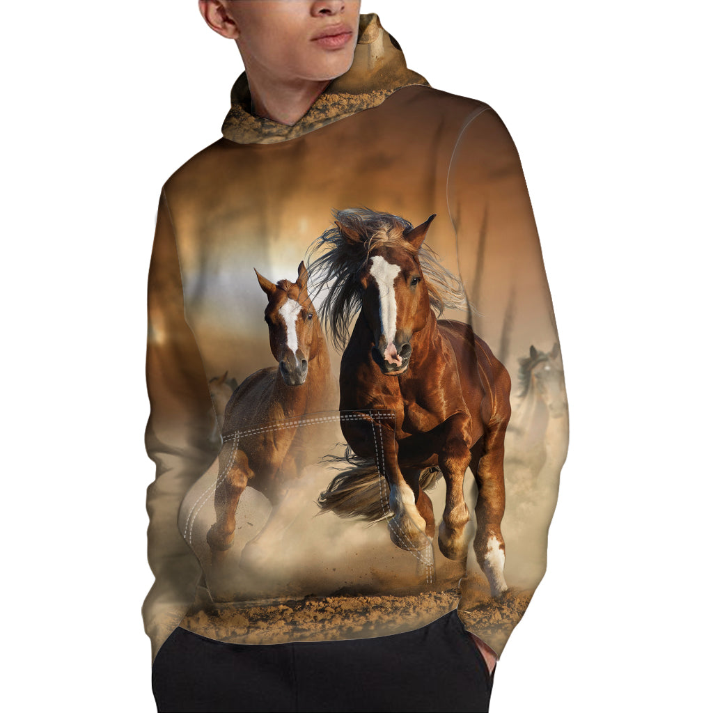 Running Wild Horses Print Pullover Hoodie