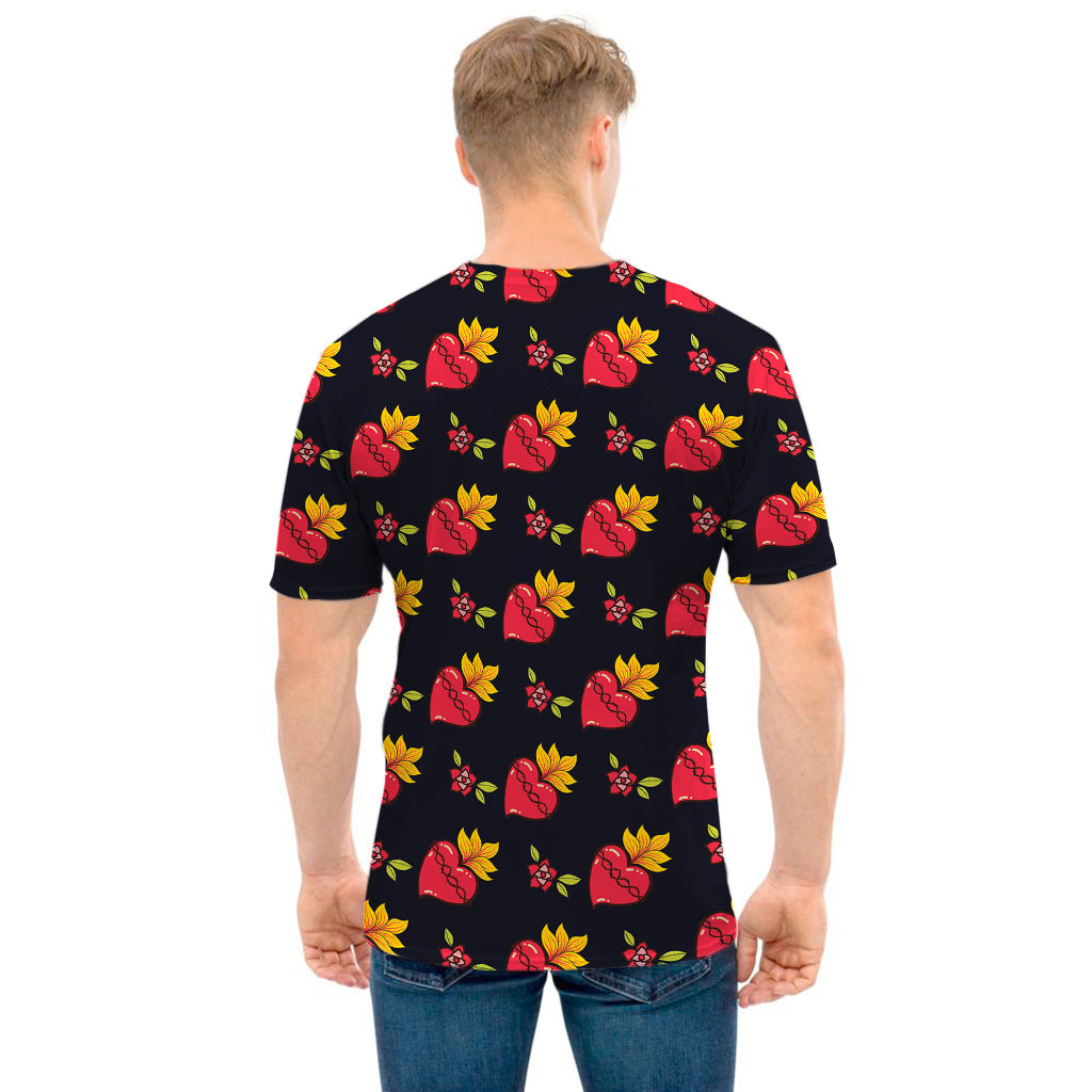 Sacred Heart Pattern Print Men's T-Shirt