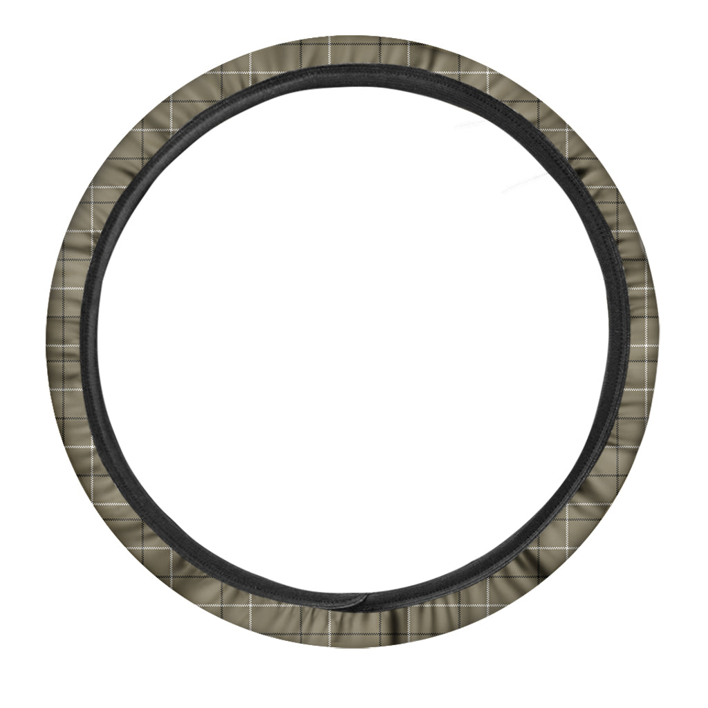 Sage Green Tattersall Pattern Print Car Steering Wheel Cover