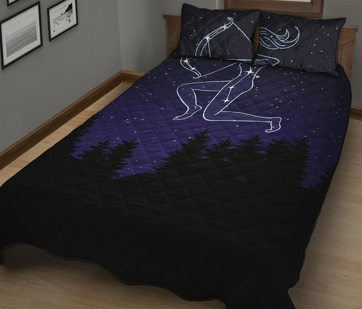 Sagittarius Constellation Print Quilt Bed Set
