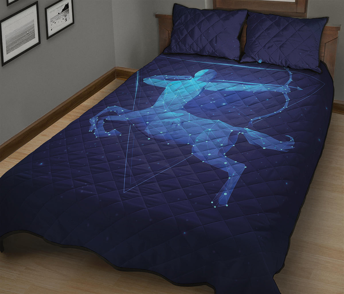 Sagittarius Horoscope Sign Print Quilt Bed Set