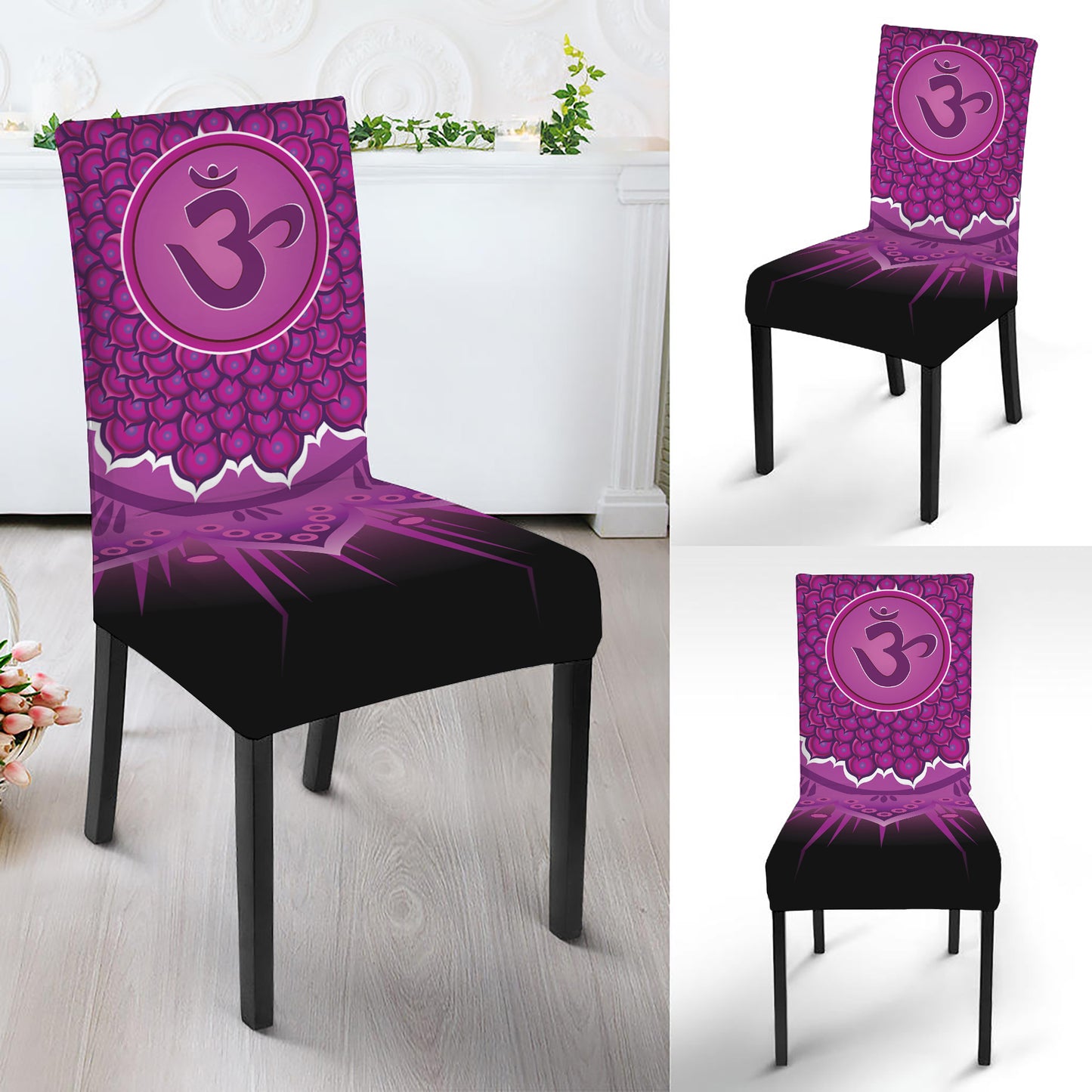 Sahasrara Chakra Mandala Print Dining Chair Slipcover